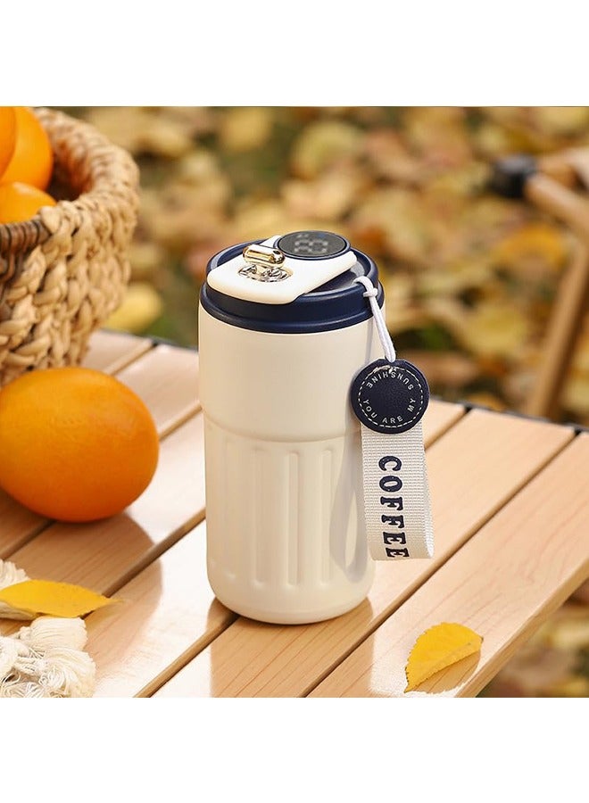 كوب سفر حراري للقهوة مع عرض درجة الحرارة مصنوع من الفولاذ المقاوم للصدأ 316 ومعزول بالتفريغ. - Image 1