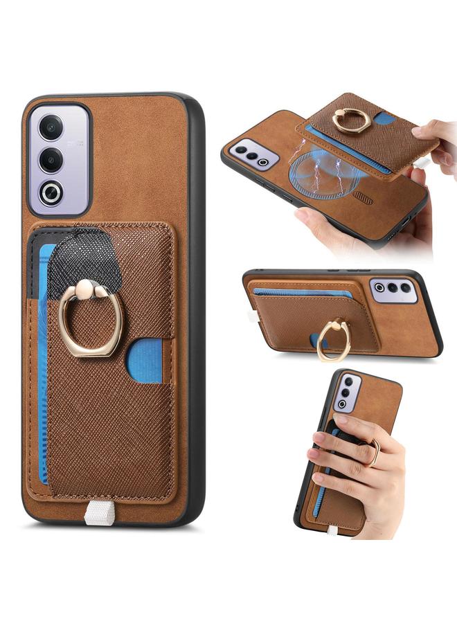 اس-توب جراب هاتف OPPO A3 Pro Global Retro Cross من الجلد مع حلقة جانبية وحقيبة بطاقات MagSafe - Image 1