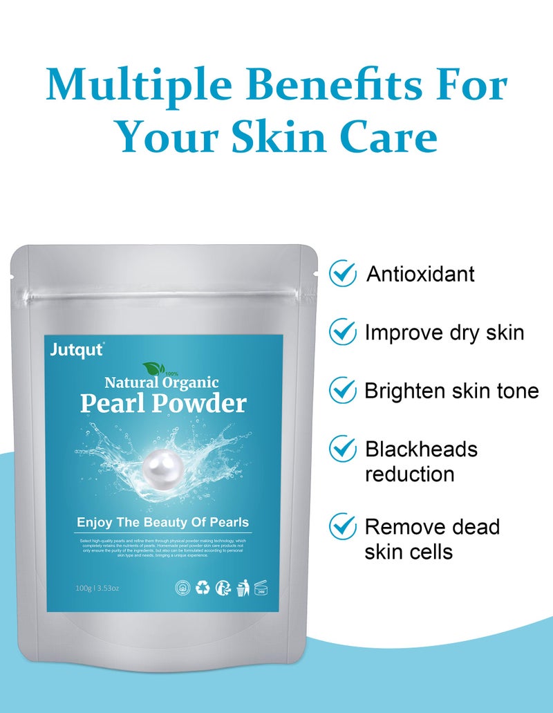 Jutqut Freshwater Pearl Powder Organic, 100g100% Natural Pearl Powder,DIY Skincare â€”DIY Antioxidant, Deep Cleansing, Pore-Shrinking, Anti-Aging Mask - Image 2