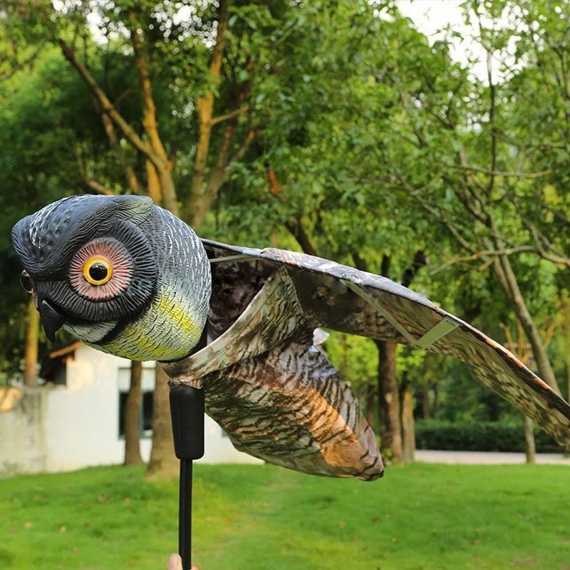 Bird-X Prowler Owl, Lifelike Owl Decoy with Glassy Eyes and Moving Wings, Easy to Install, Perfect for Pigeon, Hawk, and More, Covers up to 6,000 sq. ft., Black, Small - Image 2