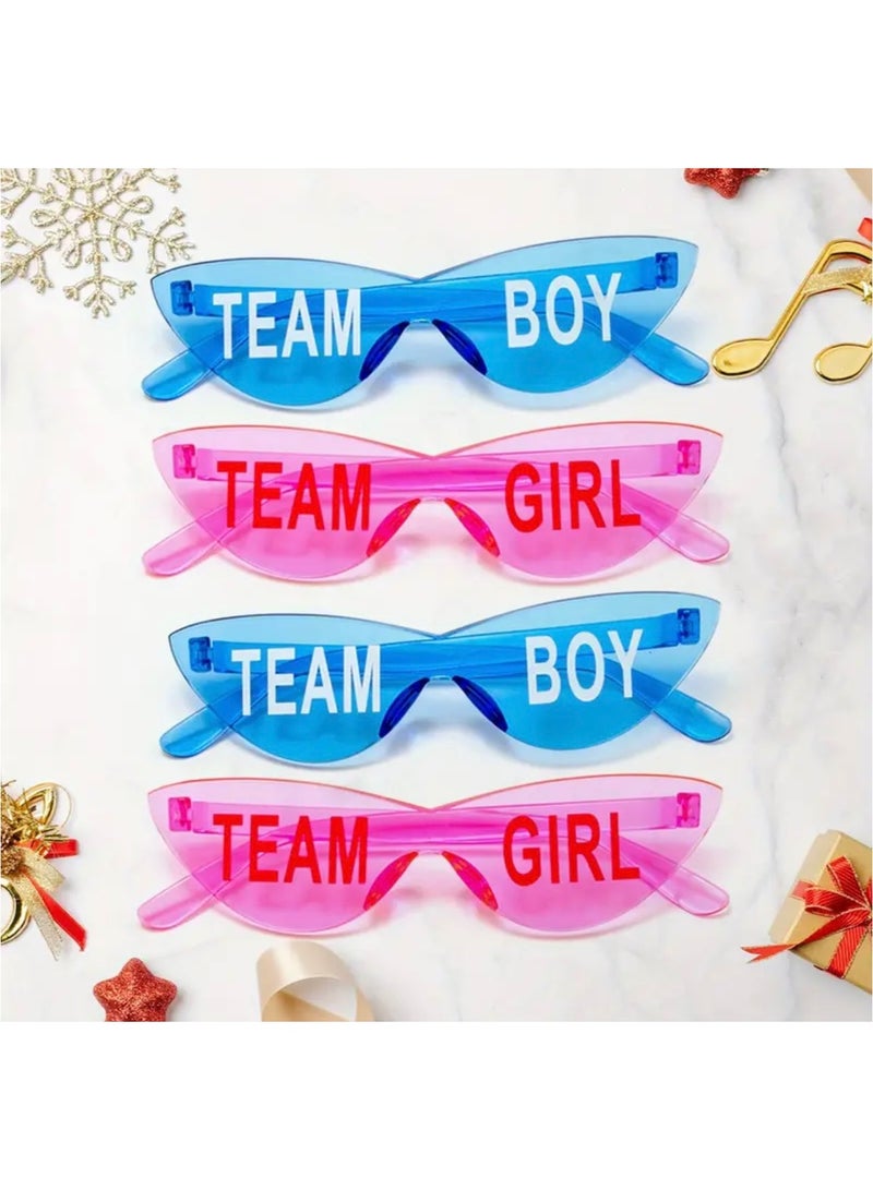 جست كواليتي 4 قطع نظارات أزرق و وردي مناسبة لحفلات تحديد نوع المولود ولد أو بنت صبي أو فتاة - Image 1
