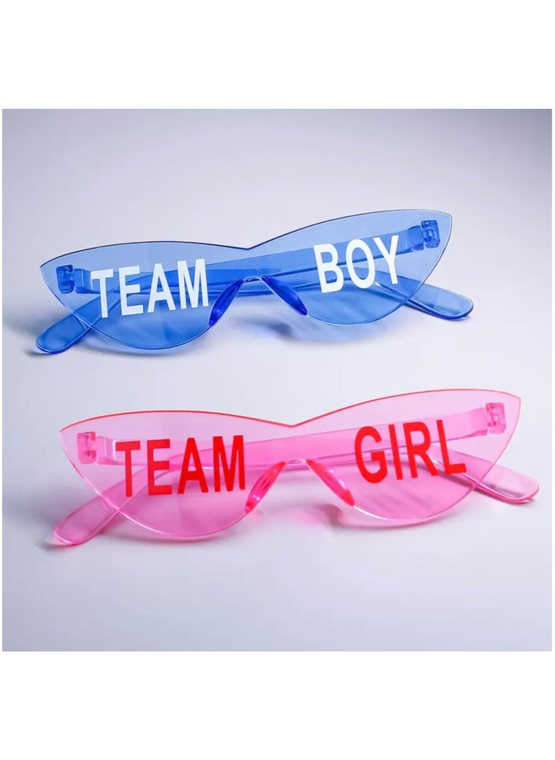 Just Quality 2pcs Sunglasses Pink And Blue For Gender Reveal Party Gender Reveal Ideas Cat Eye Sunglasses Team Boy/Girl  - Image 1