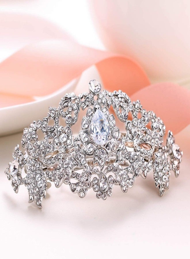 EVER FAITH Rhinestone Crystal CZ 1920's Style Bride Hair Barrette Flower Art Deco Clear Silver-Tone - Image 3