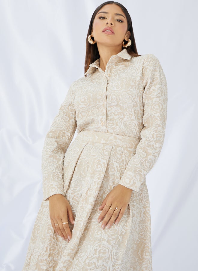 Styli Textured Buttoned Lone Sleeve Top - Image 1