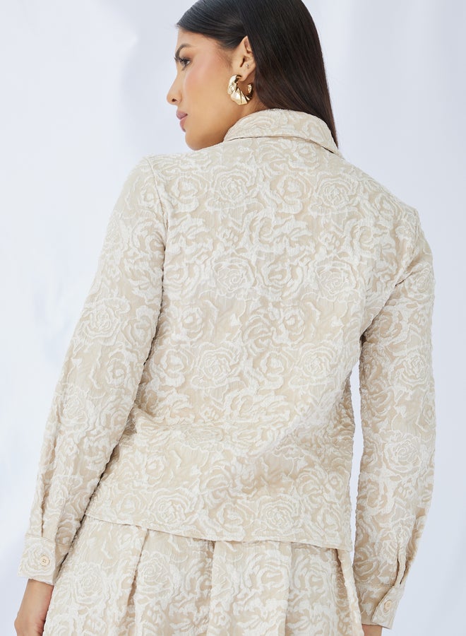 Styli Textured Buttoned Lone Sleeve Top - Image 5