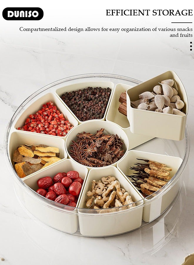DUNISO Divided Serving Tray with Lid and Handle, Clear Portable Snack Box Container, Veggie Tray Fruit Tray, 9 Compartment Square Food Storage Organizer for Snack, Fruits, Veggie, Candy, Nut, Spice - Image 3