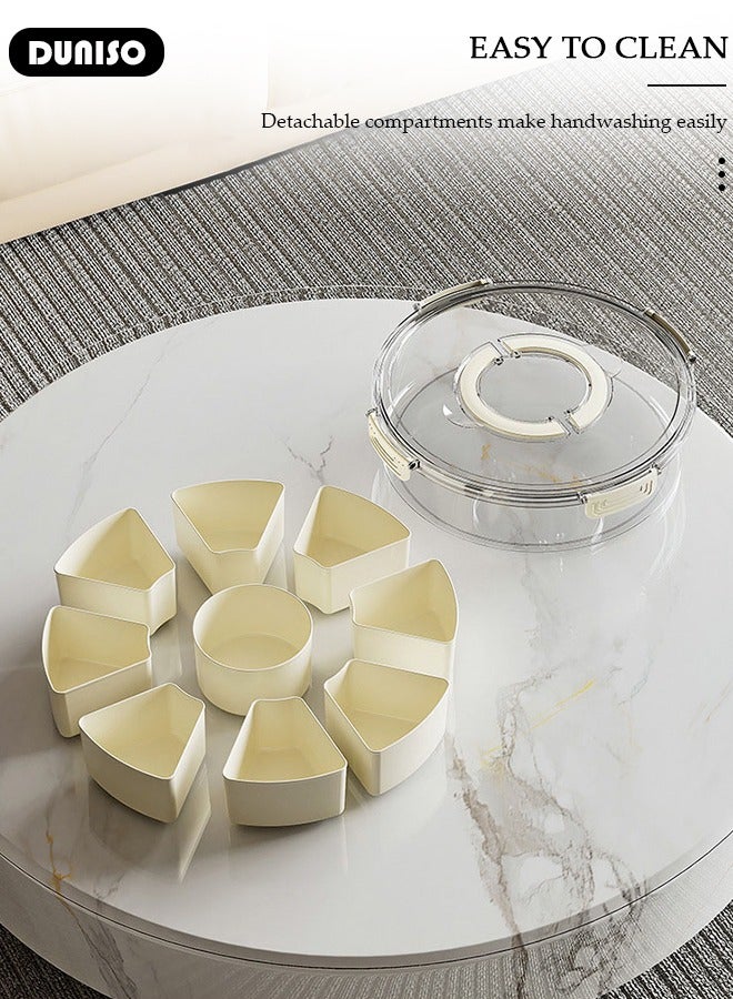 DUNISO Divided Serving Tray with Lid and Handle, Clear Portable Snack Box Container, Veggie Tray Fruit Tray, 9 Compartment Square Food Storage Organizer for Snack, Fruits, Veggie, Candy, Nut, Spice - Image 5