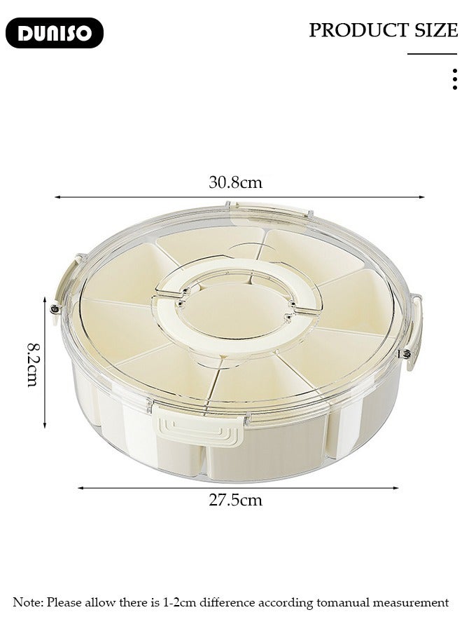 DUNISO Divided Serving Tray with Lid and Handle, Clear Portable Snack Box Container, Veggie Tray Fruit Tray, 9 Compartment Square Food Storage Organizer for Snack, Fruits, Veggie, Candy, Nut, Spice - Image 2