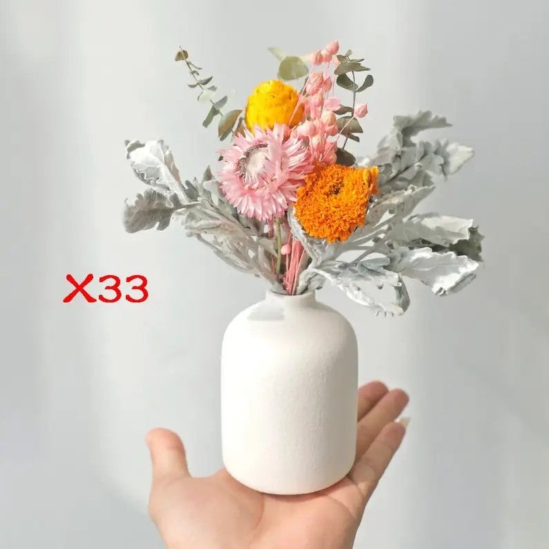 Bluejw Natural Dried Flowers Bouquet with Vase Arrangement - Rustic Home Decor, Desktop Ornament, Wedding Decorations, Includes Dried Plants - Image 5