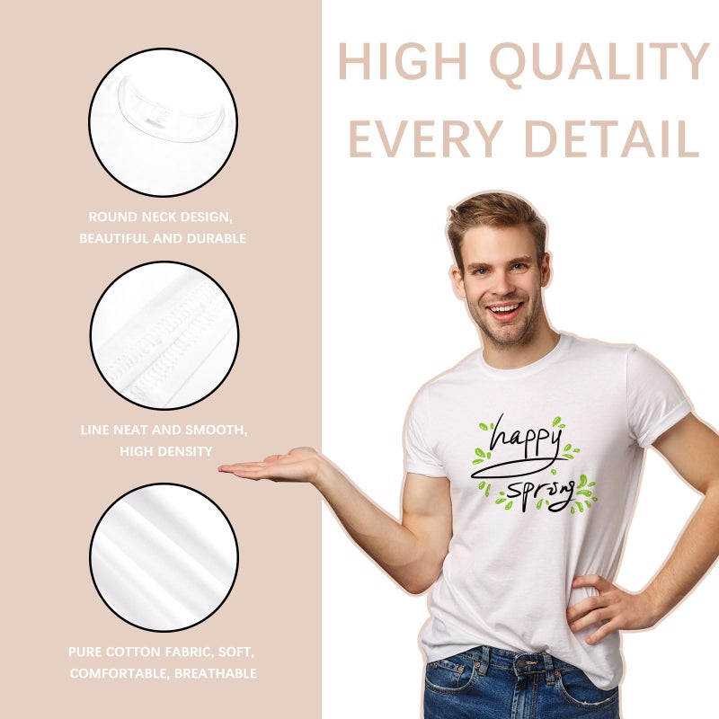 ORJ 8 PCS Sublimation Blank T Shirt Unisex tshirts for adults White Polyester Shirts Crew Neck Short Sleeve for Sublimation - Image 3