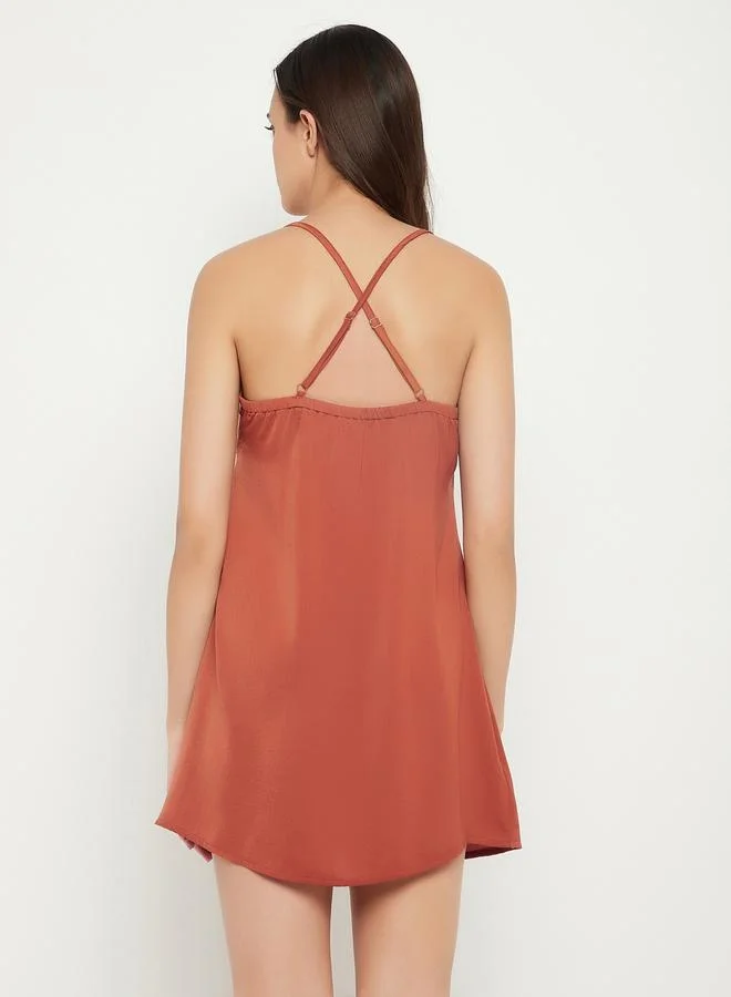 Clovia Clovia Satin Lace Insert Strappy Slip Dress