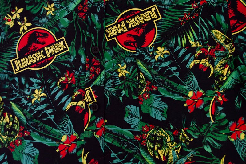 Jurassic Park Men's Classic Logo Hawaiian Print Button Down Shirt - Green - 2X Large - Image 4