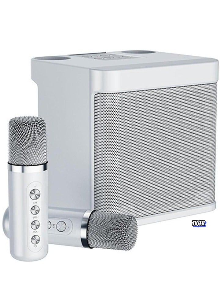 TIGER Karaoke Machine with 2 Wireless Microphones – Portable Bluetooth PA Speaker with Echo & Vocal Cut – Supports TF, AUX-in, USB Flash Disk for Indoor & Outdoor Parties – Perfect for Family Karaoke Singing and Entertainment  - Image 1
