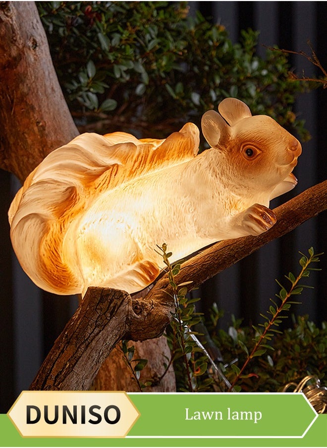 DUNISO Outdoor light, PVC cartoon simulation squirrel light, LED lawn light, waterproof and heat-resistant, suitable for courtyards, villas, parks, squares, 26 * 11cm  - Image 1
