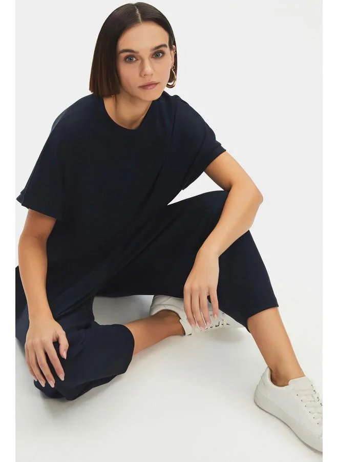 JUNE June Cotton Blend Short - Tshirt Set Smoke color