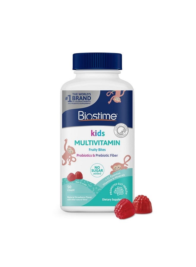 Biostime Kids Multivitamin Gummies with Probiotics & 11 Essential Vitamins (Ages 4+) | Multivitamin for Kids | No Added Sugar Fruity Bites | Free from Top 9 Allergens | 50 Count - Image 1