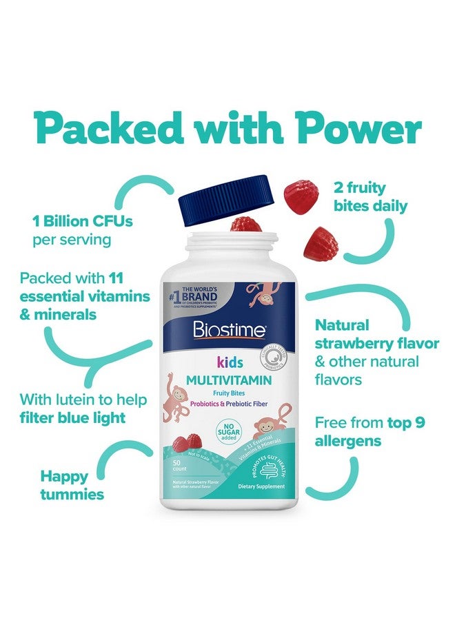 Biostime Kids Multivitamin Gummies with Probiotics & 11 Essential Vitamins (Ages 4+) | Multivitamin for Kids | No Added Sugar Fruity Bites | Free from Top 9 Allergens | 50 Count - Image 4