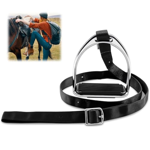 Otoolling 1 Pcs Adjustable Stirrup Mounting Aid for Horse Riding 3750 Equestrian Step up Stirrup for Western English Saddle Nylon Strap NonSlip Rubber Pad Portable Horse Tack No Mounting Block - Image 1