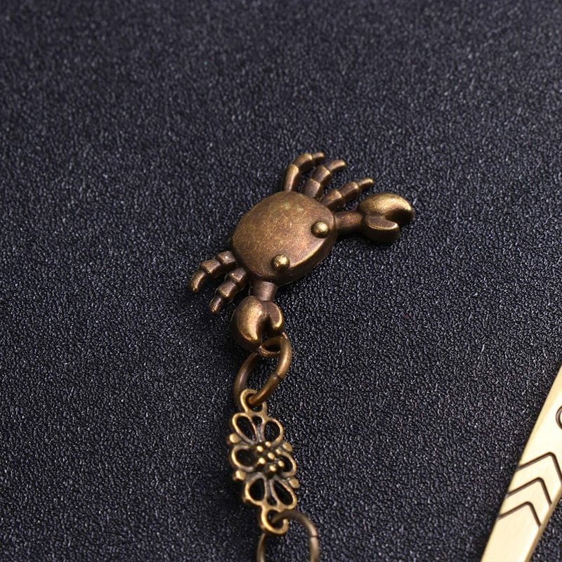 comfrt Unique Bookmarks 1Pc Metal Carved Hook Bookmark Metal Bookmark Animal Pendant Creative Vintage Pattern Bookmark Stationery Supplies for Office School (Little Crab Pendant) Retro Bookmarks - Image 3
