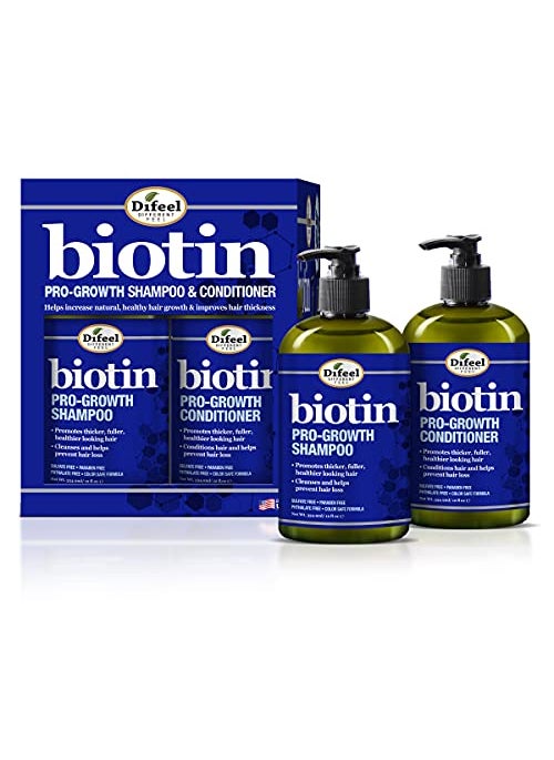 difeel Difeel Pro-Growth Biotin Shampoo & Conditioner 2-PC Gift Set - Shampoo and Conditioner for Thinning Hair and Hair Loss, Paraben Free Shampoo & Conditioner 