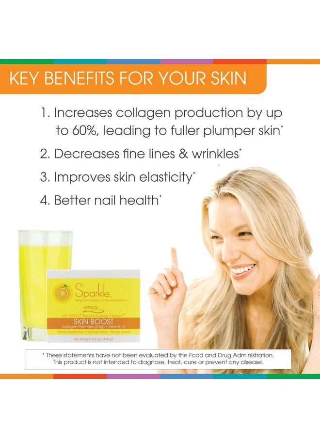 Sparkle Collagen - Sparkle Skin Boost Orange Verisol Collagen Peptides Protein Powder Vitamin C Supplement Drink 5.3Oz - Image 1