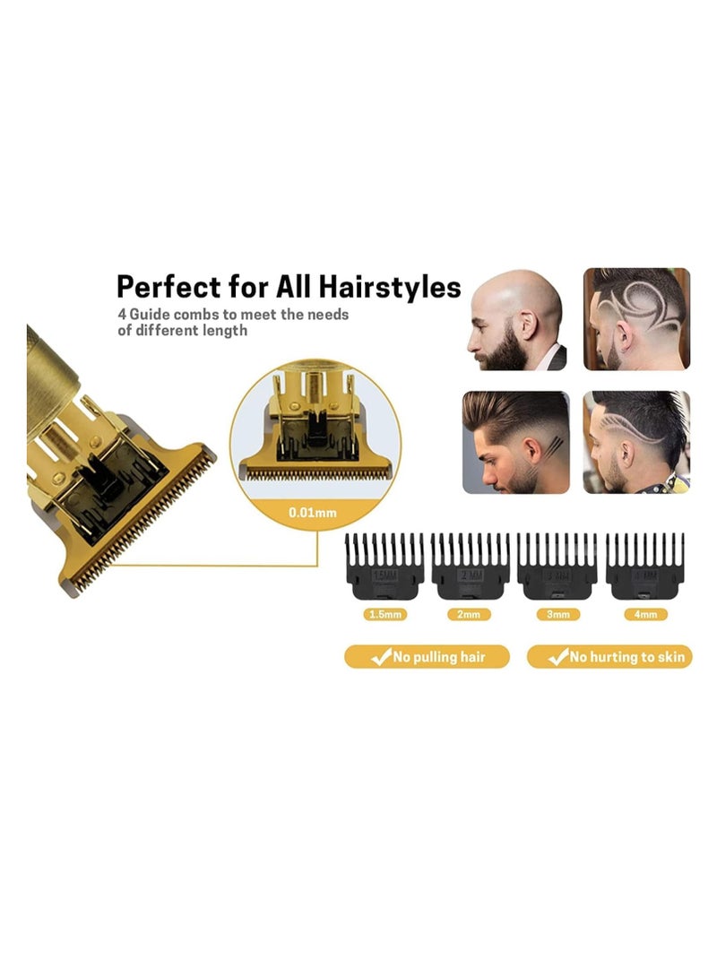 Hair Clippers for Men, Professional Hair Trimmer T-Blade Trimmer Electric Haircut Kit Cordless Rechargeable Zero Gapped Edgers Clippers Beard Trimmers Grooming Kit Men's Gift - Image 3