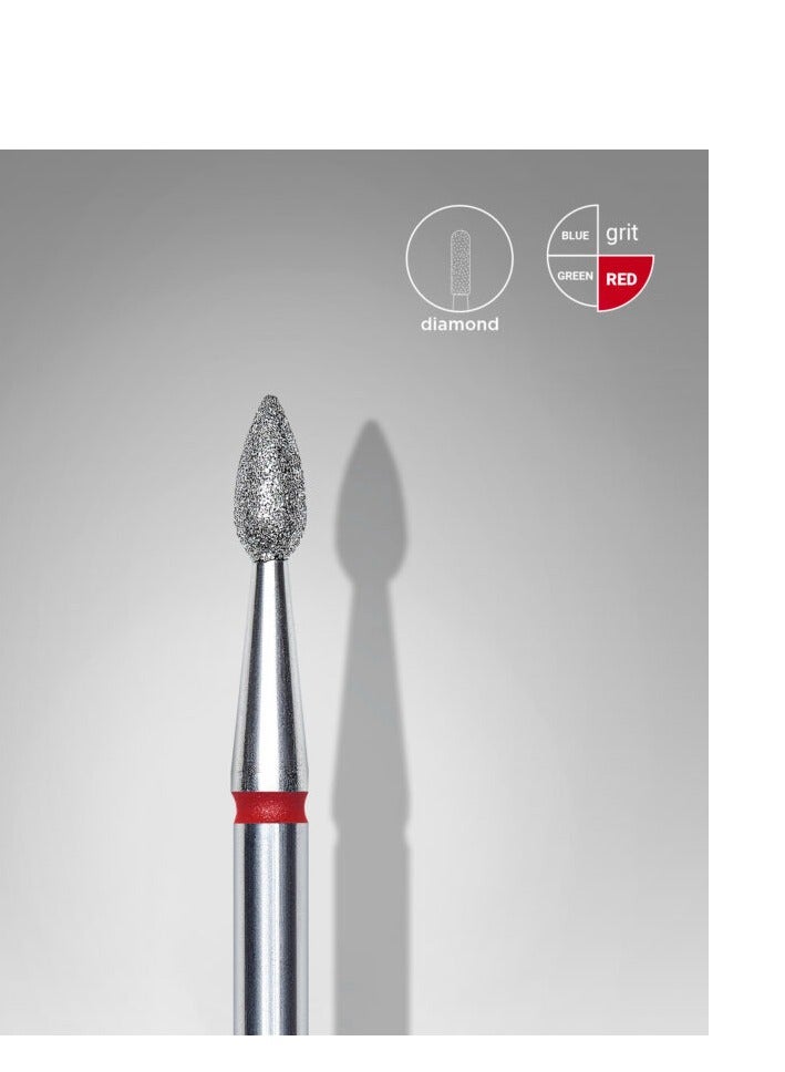 STALEKS PRO Diamond nail drill bit, “drop” , red, head diameter 2,3 mm/ working part 5 mm - Image 1