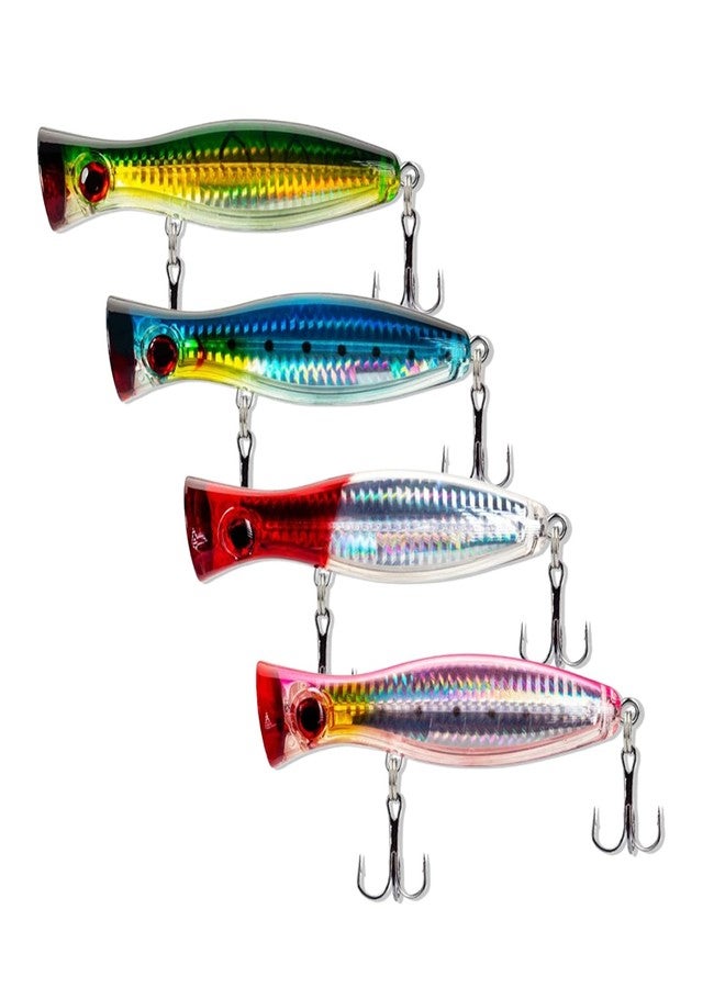 CTrowelpro Large Top Water Popper, 4pcs 3D Eyes Tuna Popper, Saltwater Poppers Fishing Lures for Surf Fishing, Bluefish,Fishing Gt Tuna Kingfish Large Predator Fish (4.7IN) - Image 1