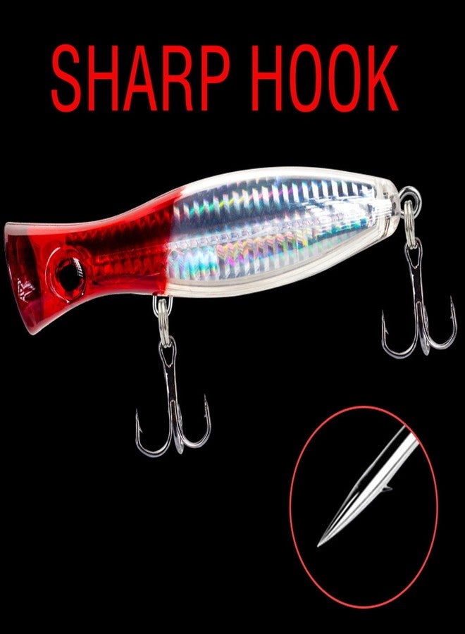 CTrowelpro Large Top Water Popper, 4pcs 3D Eyes Tuna Popper, Saltwater Poppers Fishing Lures for Surf Fishing, Bluefish,Fishing Gt Tuna Kingfish Large Predator Fish (4.7IN) - Image 4