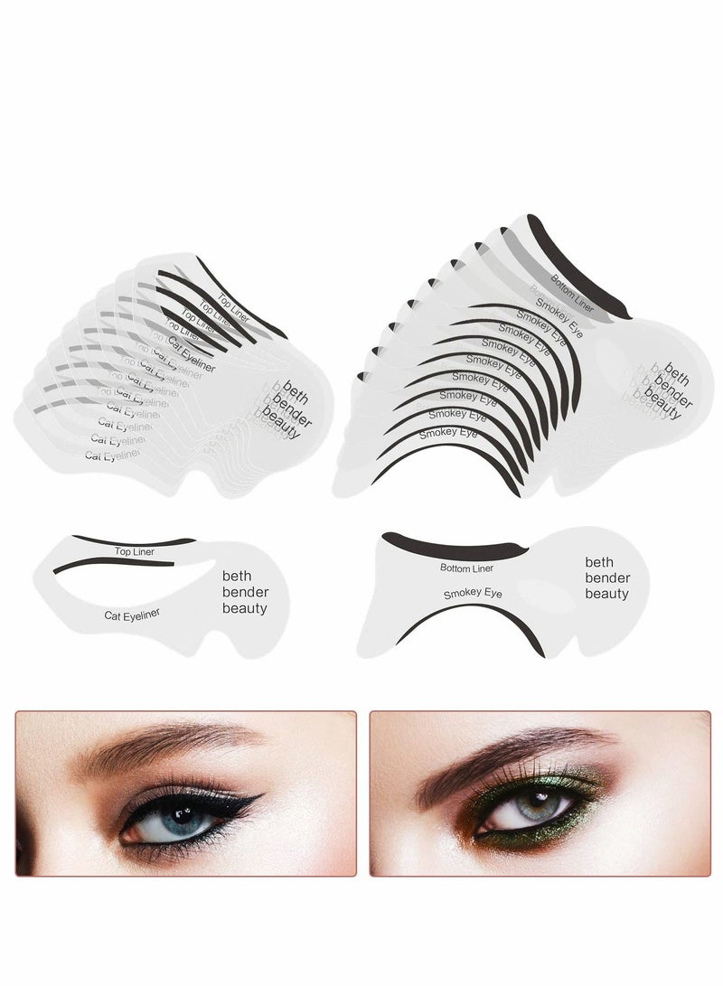 KASTWAVE 20 Pcs Eyeliner Stencil Reusable Smudgeproof Cat Eye Smoky Eye Eyeliner Template Stencil, Beauty Accessories Tools - Image 1