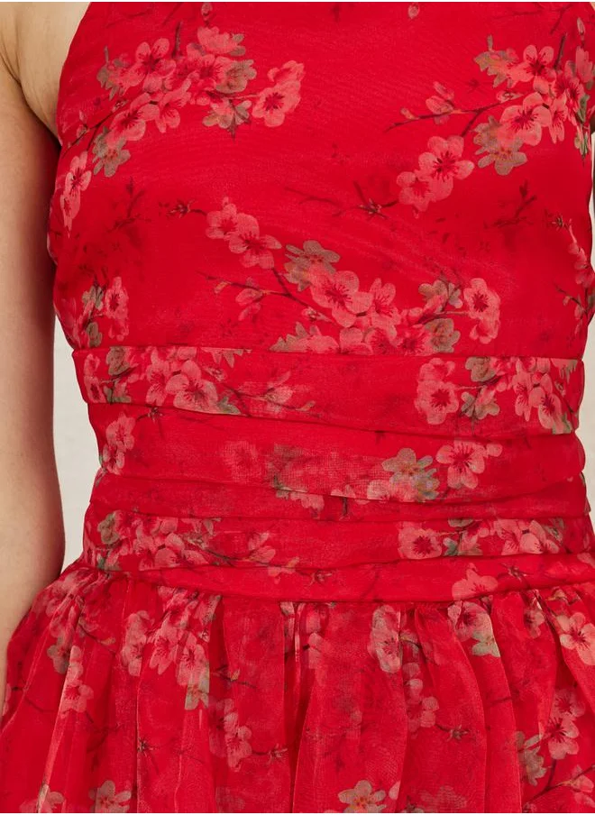 Styli Floral Print Strappy A-Line Maxi Dress