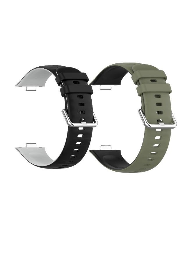 HW 2PCS Suitable For Huawei Watchfit3 Strap Silicone Double-Sided Contrasting Huawei Fit3 Two-Color Strap  - Image 2