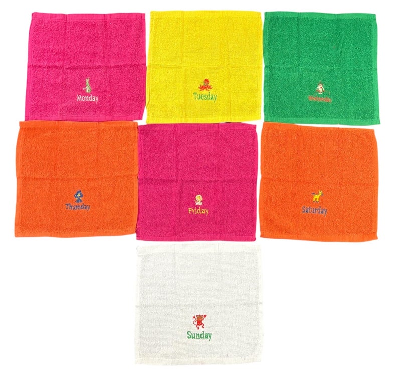 Mandhania Pure Cotton Monday to Sunday Pack of 7 Face Towels, Pack of 2 - Image 2