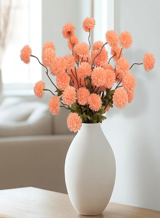 DuHouse 6pcs Artificial Flowers Faux Silk Pompon Mum,Silk Small Mini Chrysanthemum Ball with Stems for DIY Wedding Bouquets Centerpieces Vase Home Table Kitchen Decorations(Peach Fuzz) - Image 2