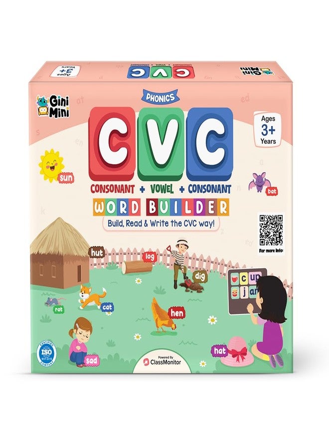 GiniMini CVC Word Builder - Letter Tiles & Whiteboard - Learn to Read, Write & Build CVC Words - Educational Toy for Kids 3 4 5 6 Years - Image 1