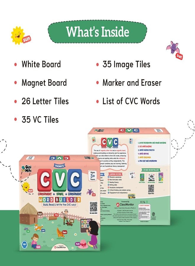 GiniMini CVC Word Builder - Letter Tiles & Whiteboard - Learn to Read, Write & Build CVC Words - Educational Toy for Kids 3 4 5 6 Years - Image 4