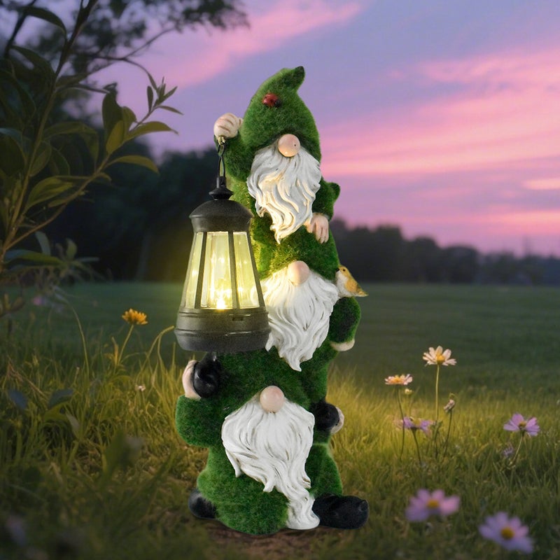 Garden Creative Flocked Gnome Elf Solar Outdoor Light for Garden Path Balcony Lawn Decor - Image 4