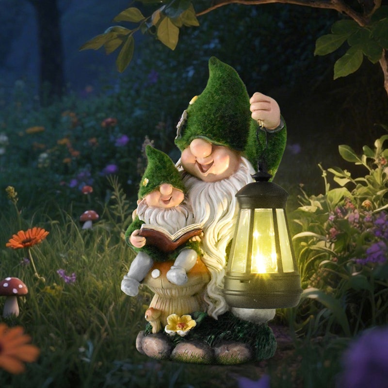 Garden Creative Flocked Gnome Elf Solar Outdoor Light for Garden Path Balcony Lawn Decor - Image 3