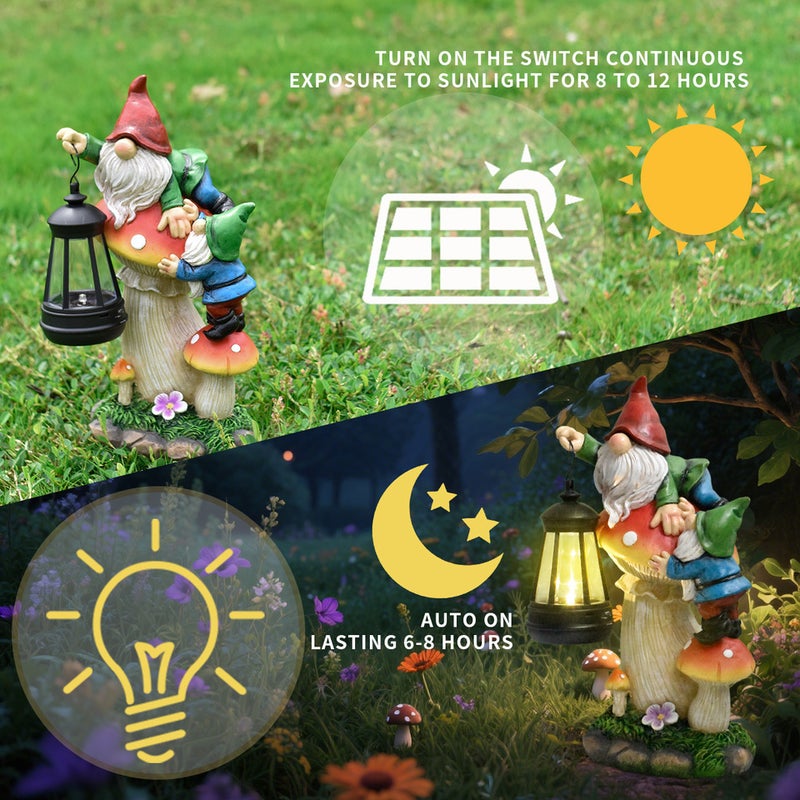 Garden Creative Flocked Gnome Elf Solar Outdoor Light for Garden Path Balcony Lawn Decor - Image 1