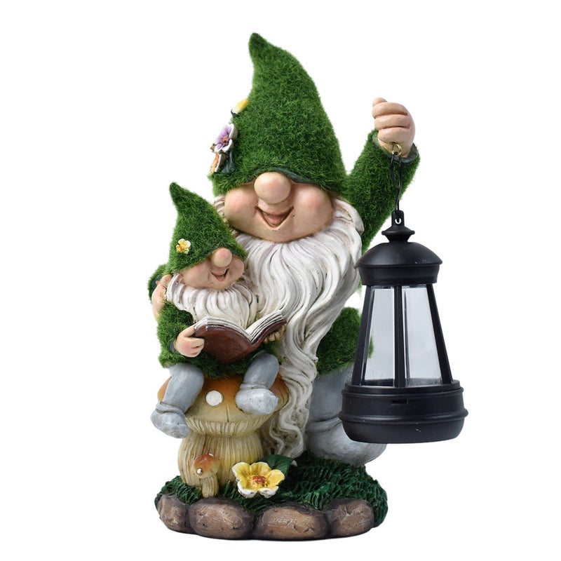 Garden Creative Flocked Gnome Elf Solar Outdoor Light for Garden Path Balcony Lawn Decor - Image 2