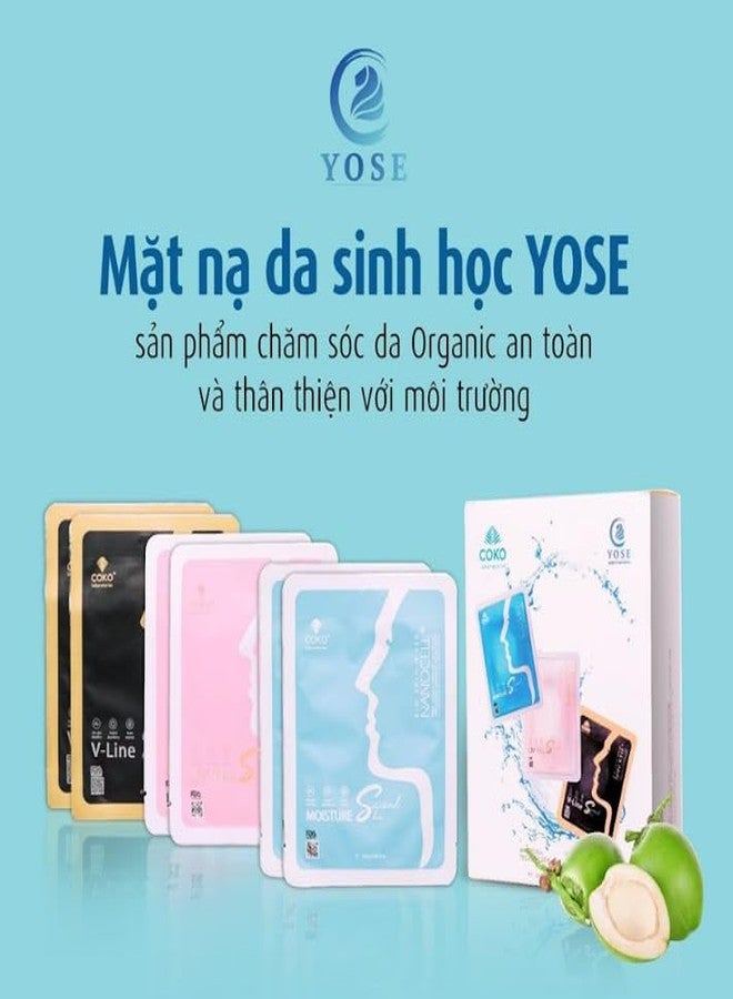 Yose Bio Mask Vegan Coconut Water Mask Sheet Hydration and Moisture Skin Rejuvenation Revitalization and Brightening Anti Aging Mat Na Sinh Hoc Yose Bio - (6 Packs/Box) - Image 2