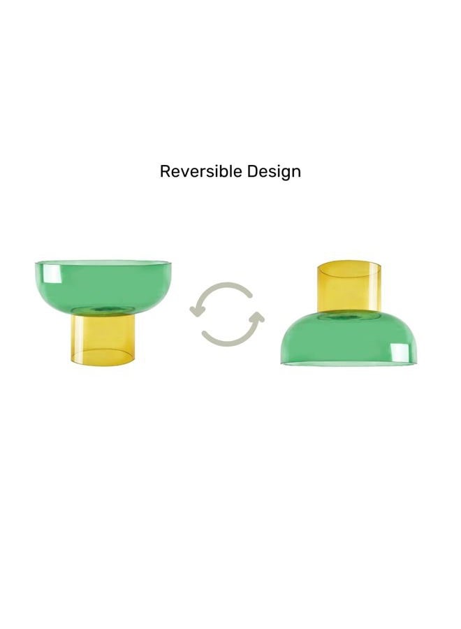 Cloudnola Reversible Decorative Glass Bowl, Green and Yellow, 8" dia x 5.6", For Entertaining, Fruit Bowl, Centerpiece Bowl, Ideal Gift for Weddings, Birthday, Anniversary or Any Occasion - Image 4