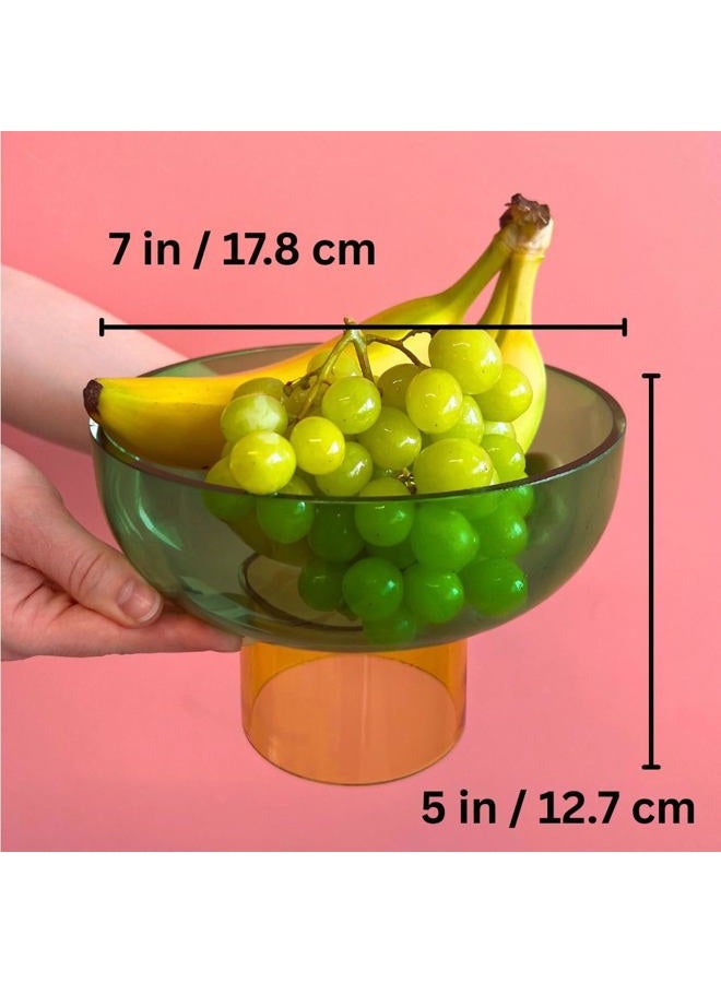 Cloudnola Reversible Decorative Glass Bowl, Green and Yellow, 8" dia x 5.6", For Entertaining, Fruit Bowl, Centerpiece Bowl, Ideal Gift for Weddings, Birthday, Anniversary or Any Occasion - Image 5
