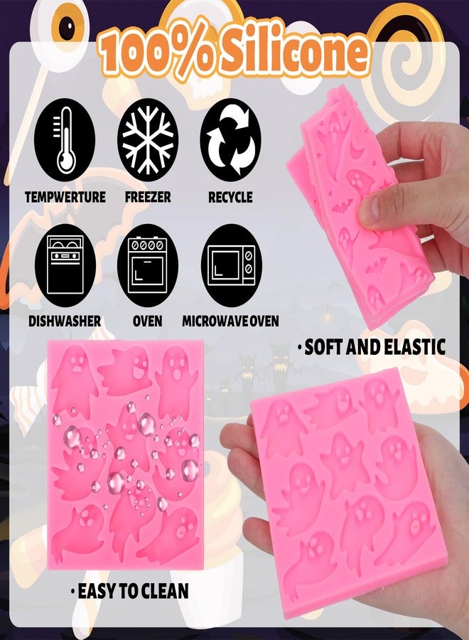 Whaline 4 Packs Halloween Ghost Fondant Silicone Molds Cute Spooky Ghost Chocolate Candy Mould for Halloween Kitchen Party Baking Crafts Decor Supplies - Image 3