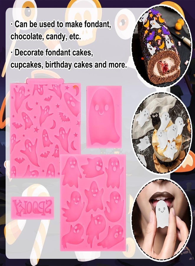 Whaline 4 Packs Halloween Ghost Fondant Silicone Molds Cute Spooky Ghost Chocolate Candy Mould for Halloween Kitchen Party Baking Crafts Decor Supplies - Image 4