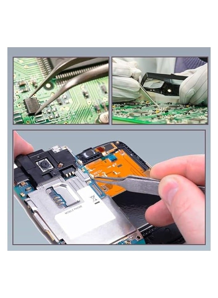 PROMASS Anti-Static Stainless Steel Tweezers Precision Tweezers Set, for Electronics Laboratory Work Jewelry-Making Craft Soldering Etc 4 Pieces - Image 2