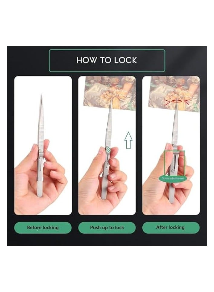 PROMASS Anti-Static Stainless Steel Tweezers Precision Tweezers Set, for Electronics Laboratory Work Jewelry-Making Craft Soldering Etc 4 Pieces - Image 5