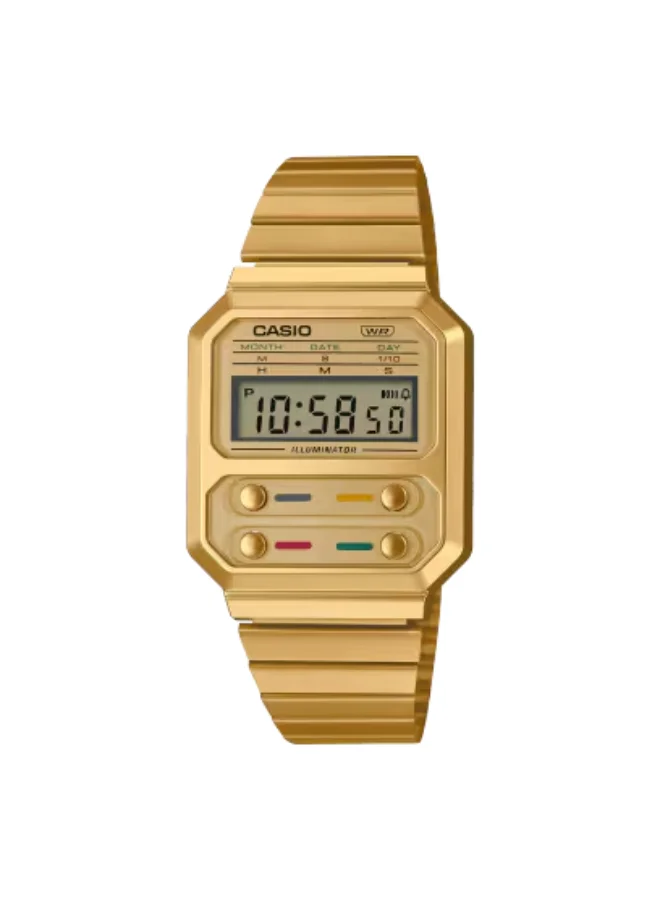 CASIO Unisex Stainless Steel Digital Watch A100WEG-9ADF - 32.7 mm