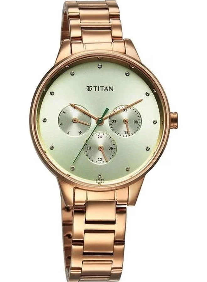 TITAN Women's Analog Display Watch With Rose Gold Stainless Steel Strap - 2648WM09