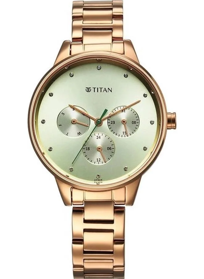 TITAN Women's Analog Display Watch With Rose Gold Stainless Steel Strap - 2648WM09